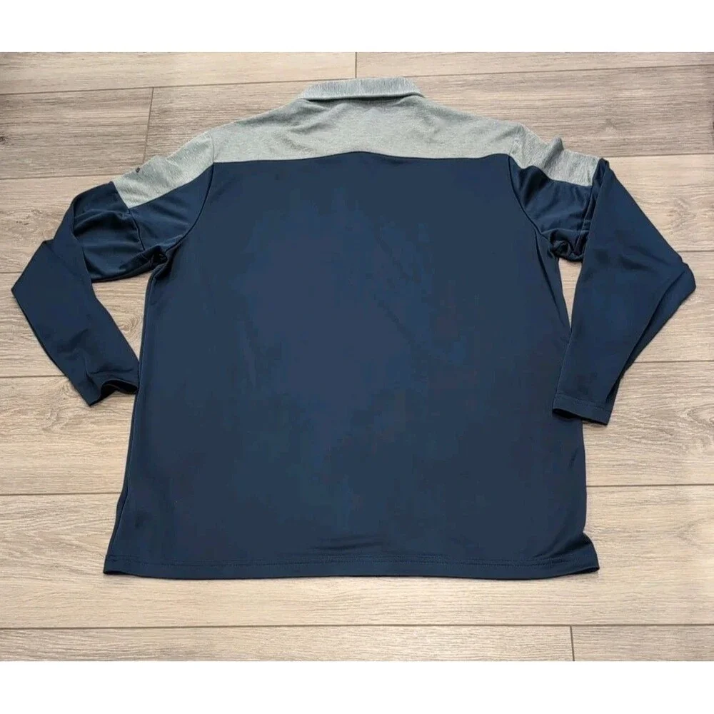 ADIDAS 3 BUTTON GOLF POLO LONG SLEEVE STRETCH PRIME GREEN MEN'S XL NAVY/GRAY